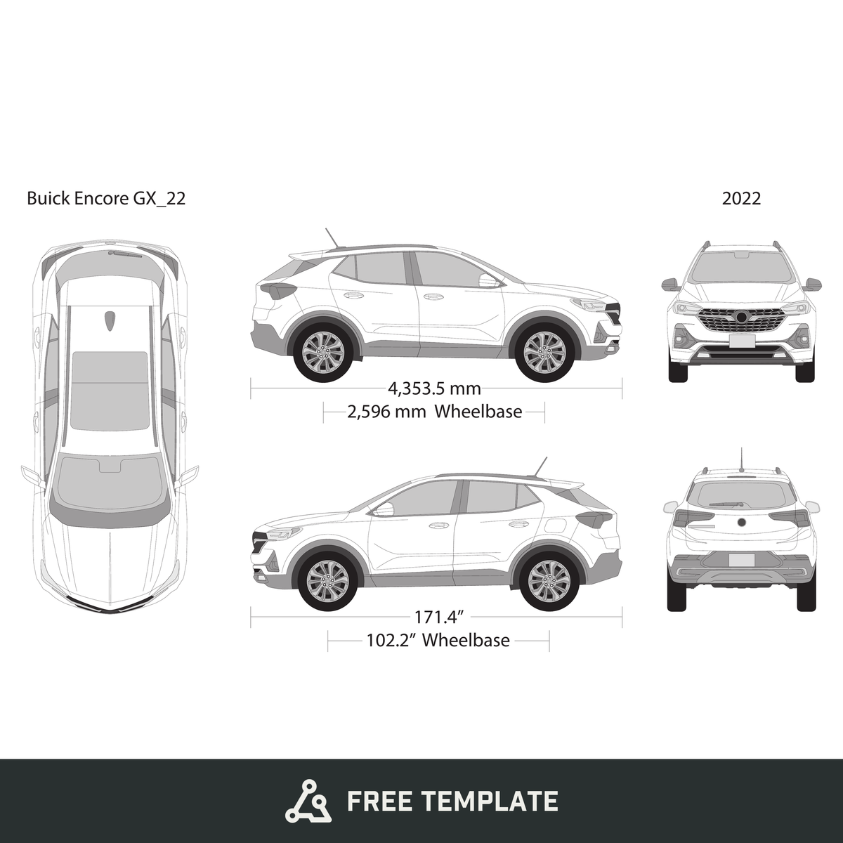 2022 Buick Encore free vector vehicle wrap template - GravBase