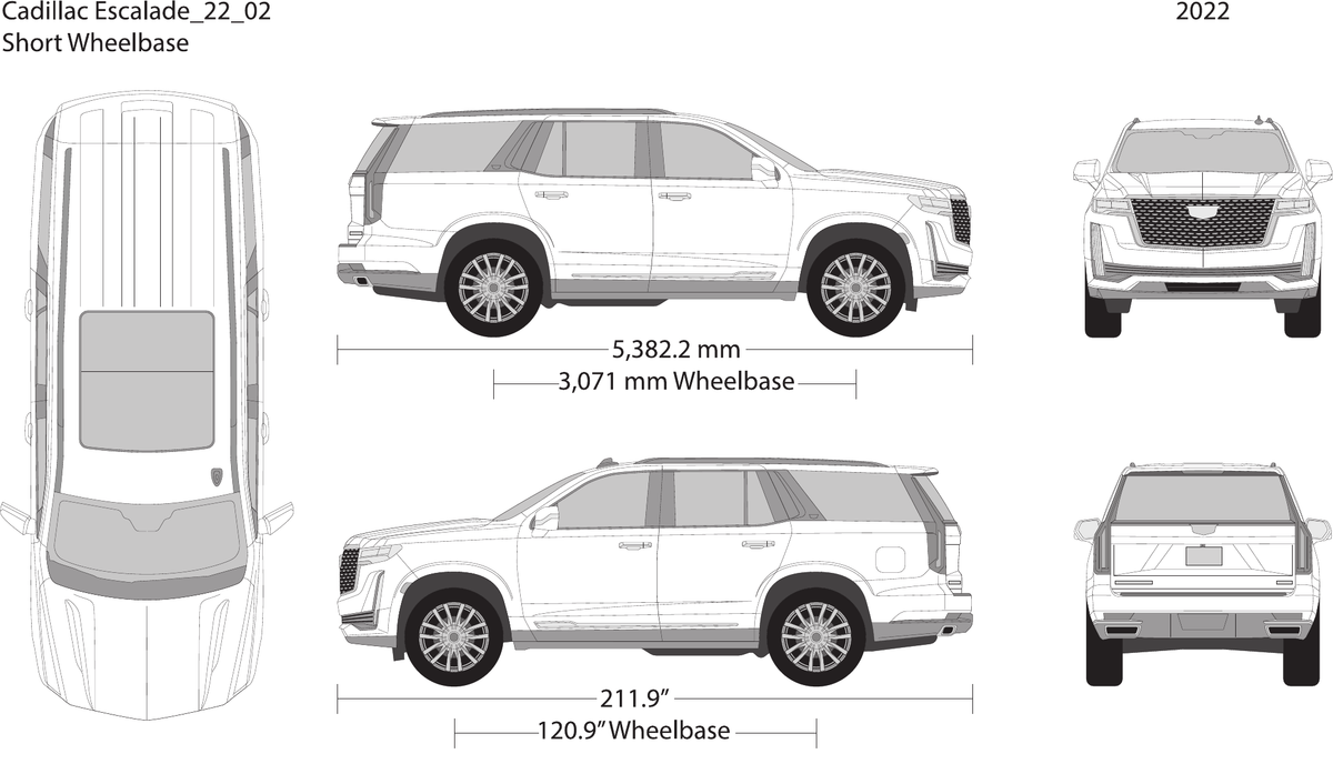 2022 Cadillac Escalade Vector Wrap Template - GravBase