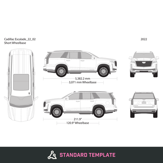2022 Cadillac Escalade vector wrap template V02, Design-Ready PDF - GravBase