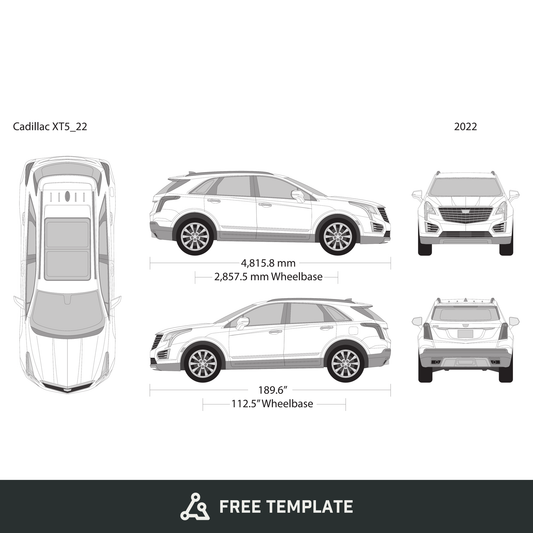 2022 Cadillac XT5 free vector vehicle wrap template - GravBase