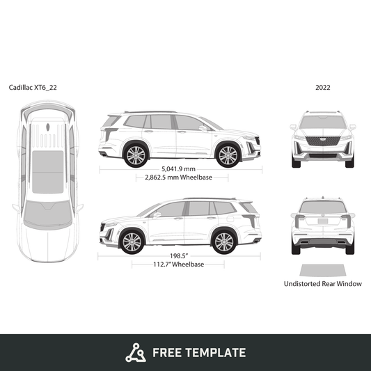 2022 Cadillac XT6 free vector vehicle wrap template - GravBase
