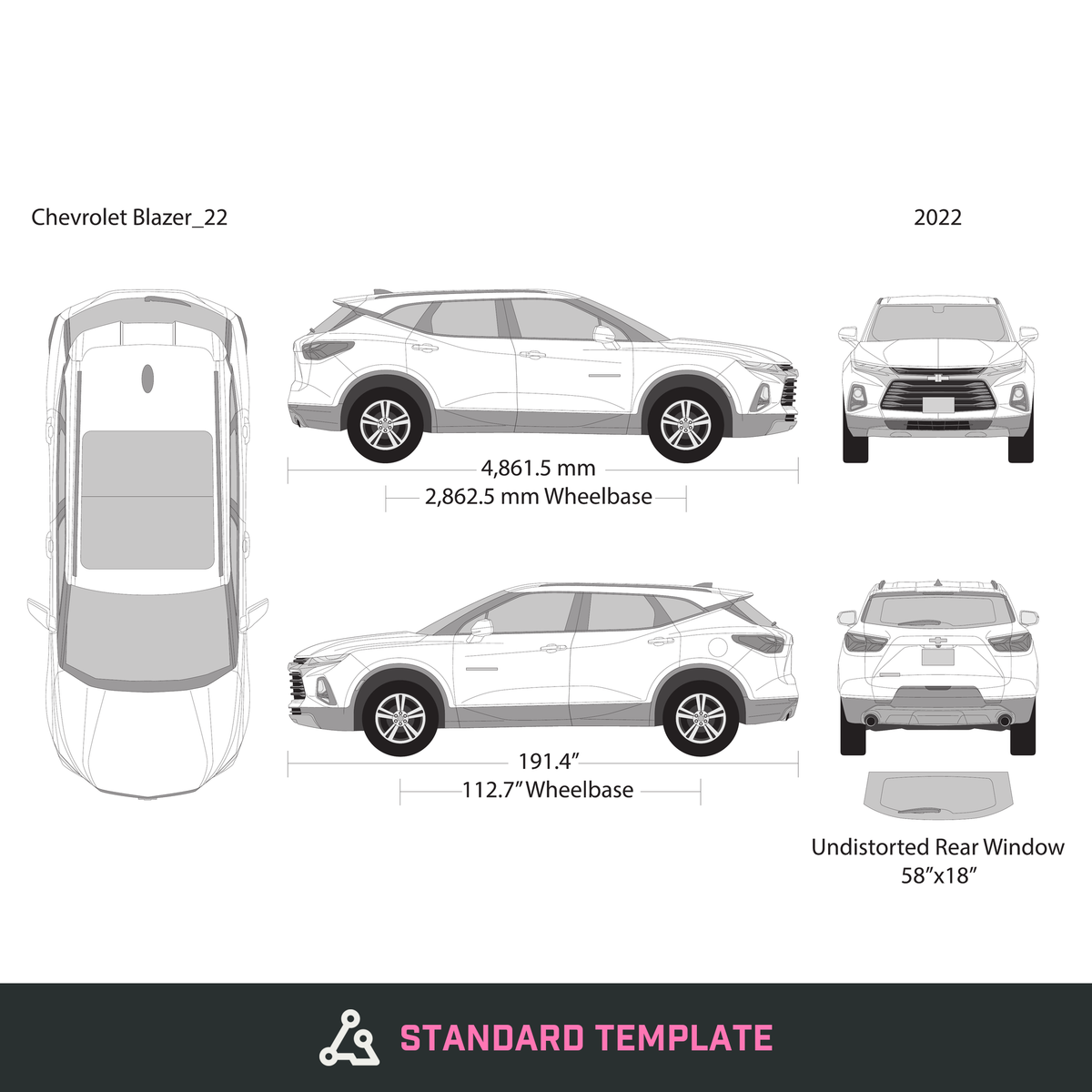 2022 Chevy Blazer vector wrap template, Design-Ready PDF - GravBase