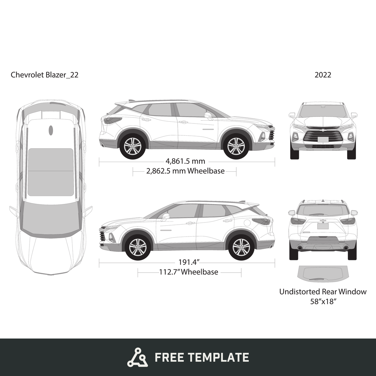 2022 Chevy Blazer free vector vehicle wrap template - GravBase