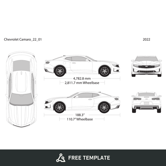 2022 Chevy Camaro free vector vehicle wrap template - GravBase