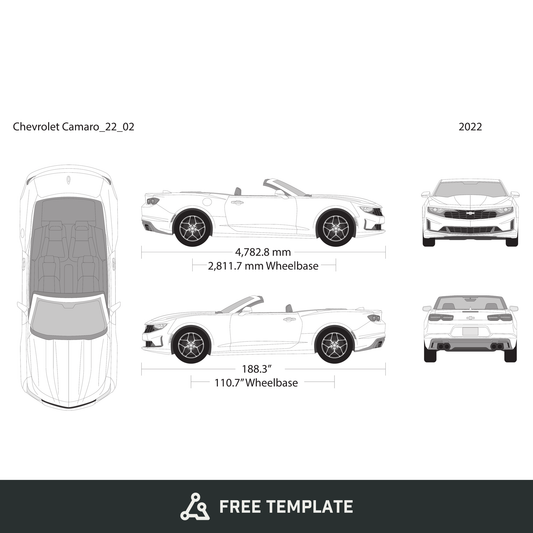 2022 Chevy Camaro free vector vehicle wrap template - GravBase