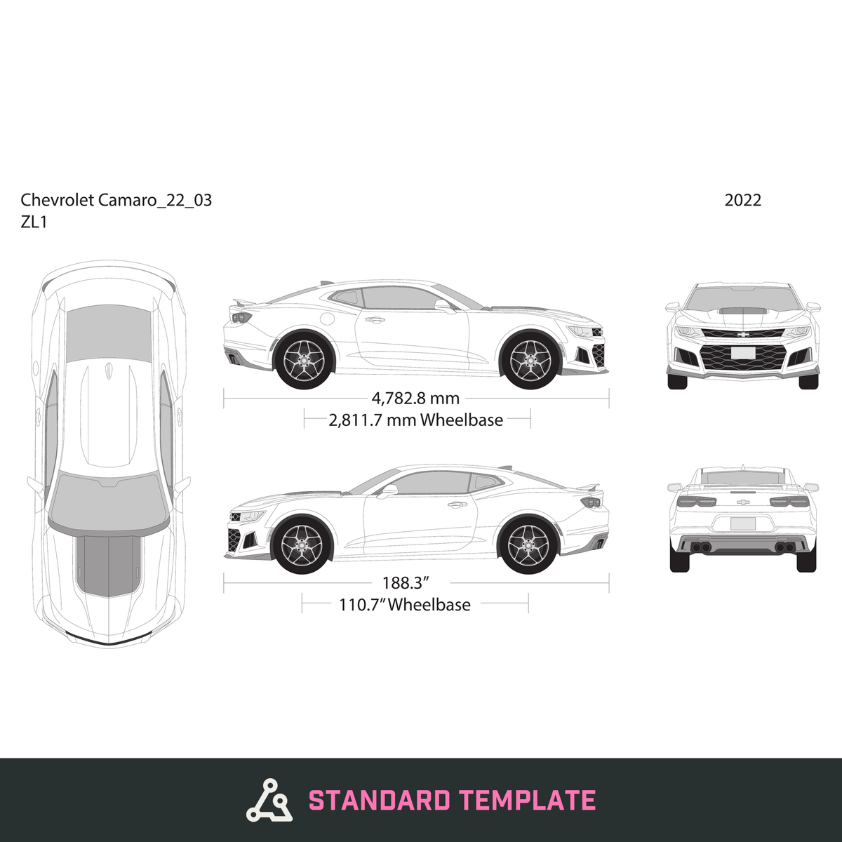 2022 Chevy Camaro vector wrap template V03, Design-Ready PDF - GravBase