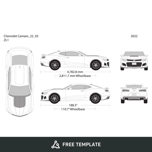 2022 Chevy Camaro free vector vehicle wrap template - GravBase