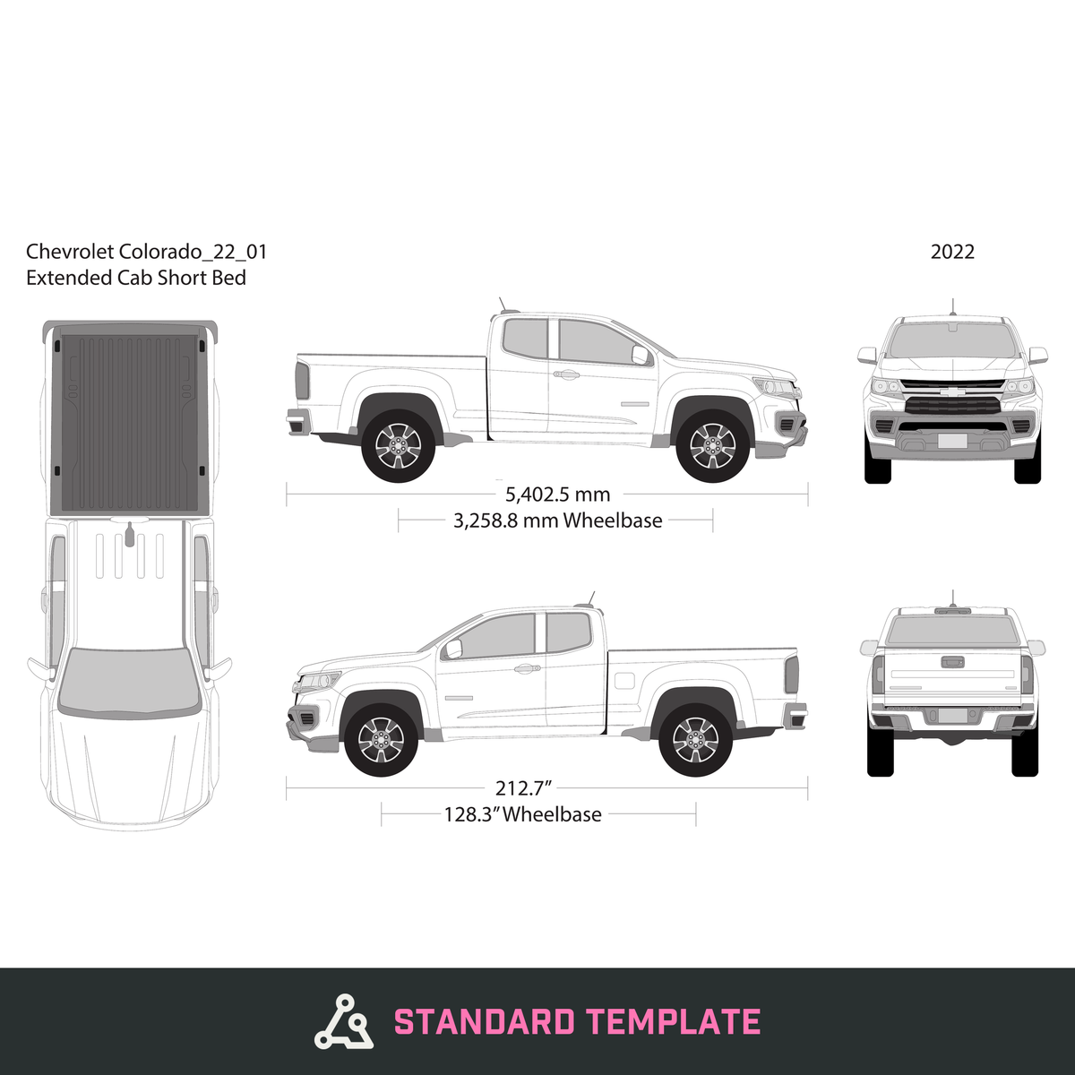 2022 Chevy Colorado vector wrap template V01, Design-Ready PDF - GravBase