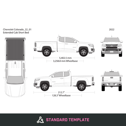 2022 Chevy Colorado vector wrap template V01, Design-Ready PDF - GravBase
