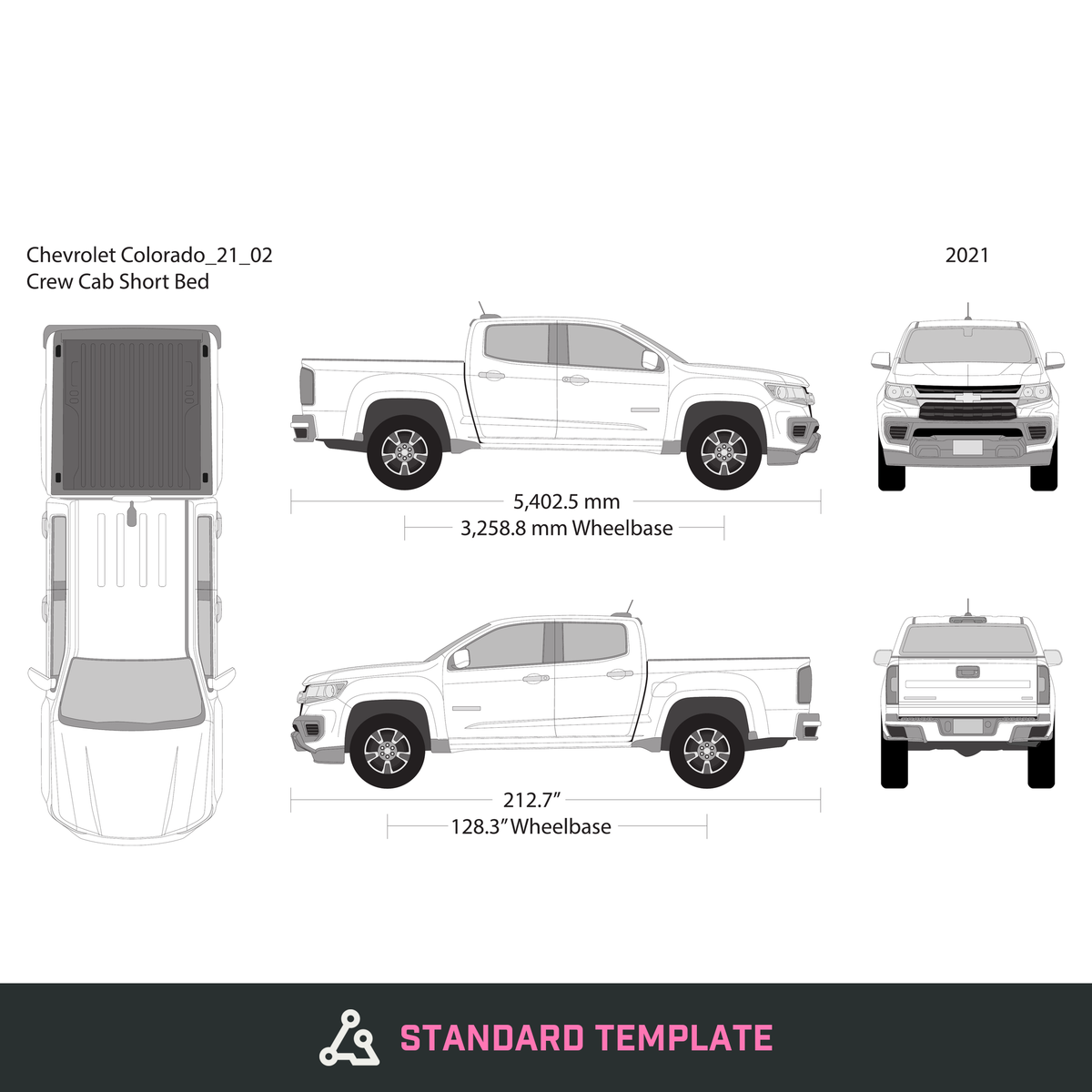 2022 Chevy Colorado vector wrap template V02, Design-Ready PDF - GravBase