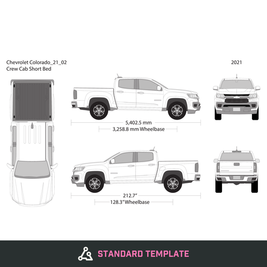 2022 Chevy Colorado vector wrap template V02, Design-Ready PDF - GravBase