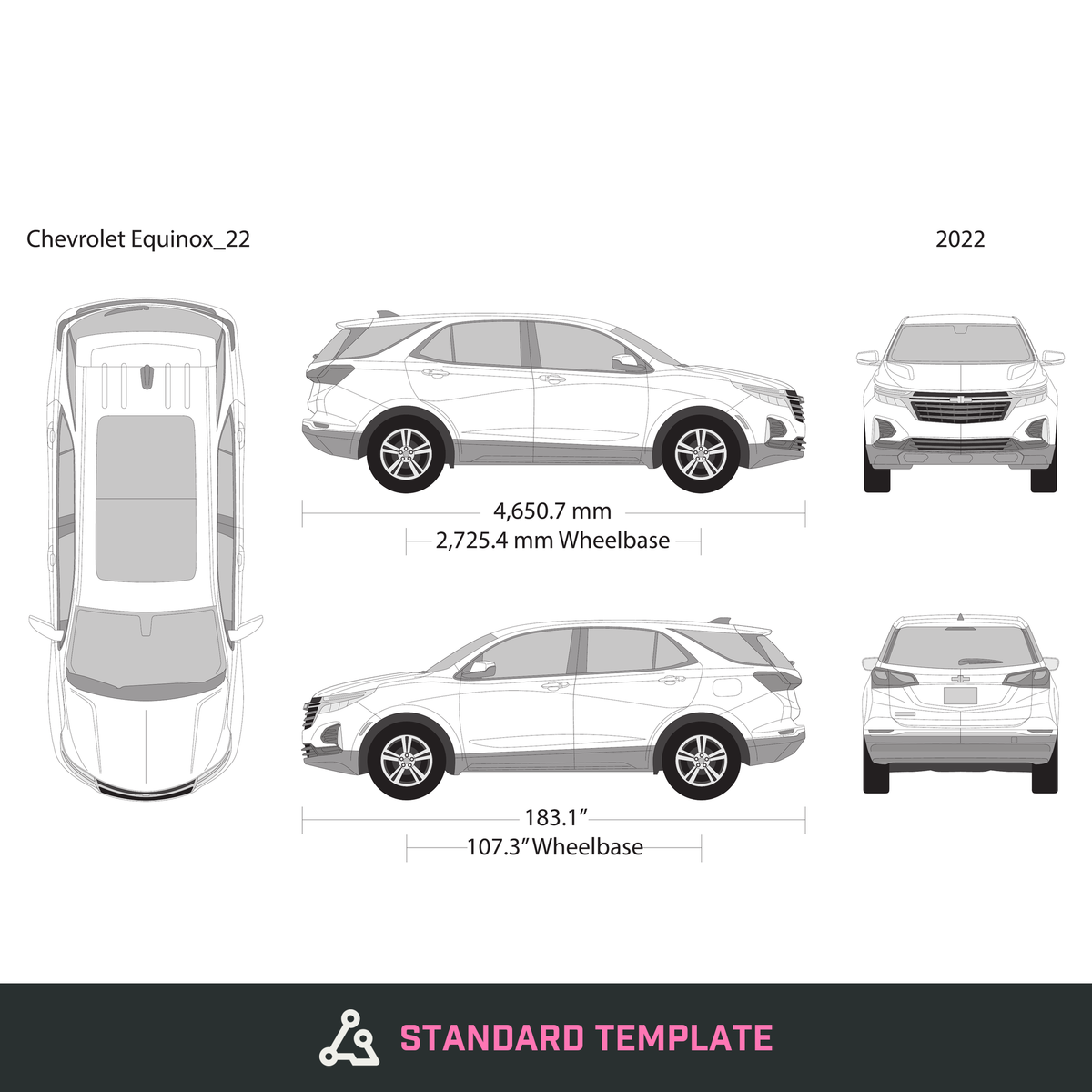 2022 Chevy Equinox vector wrap template, Design-Ready PDF - GravBase