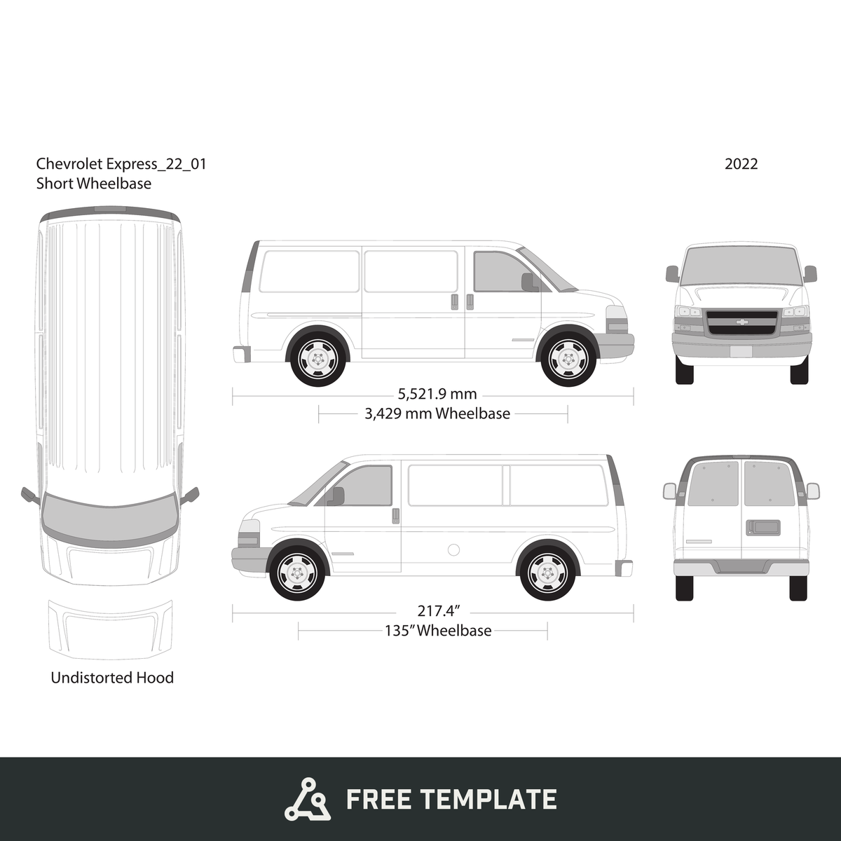 2022 Chevy Express free vector vehicle wrap template - GravBase