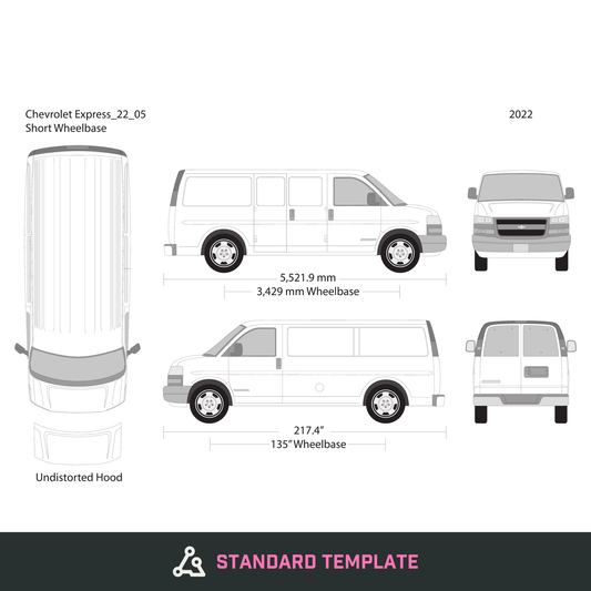 2022 Chevy Express vector wrap template V05, Design-Ready PDF - GravBase