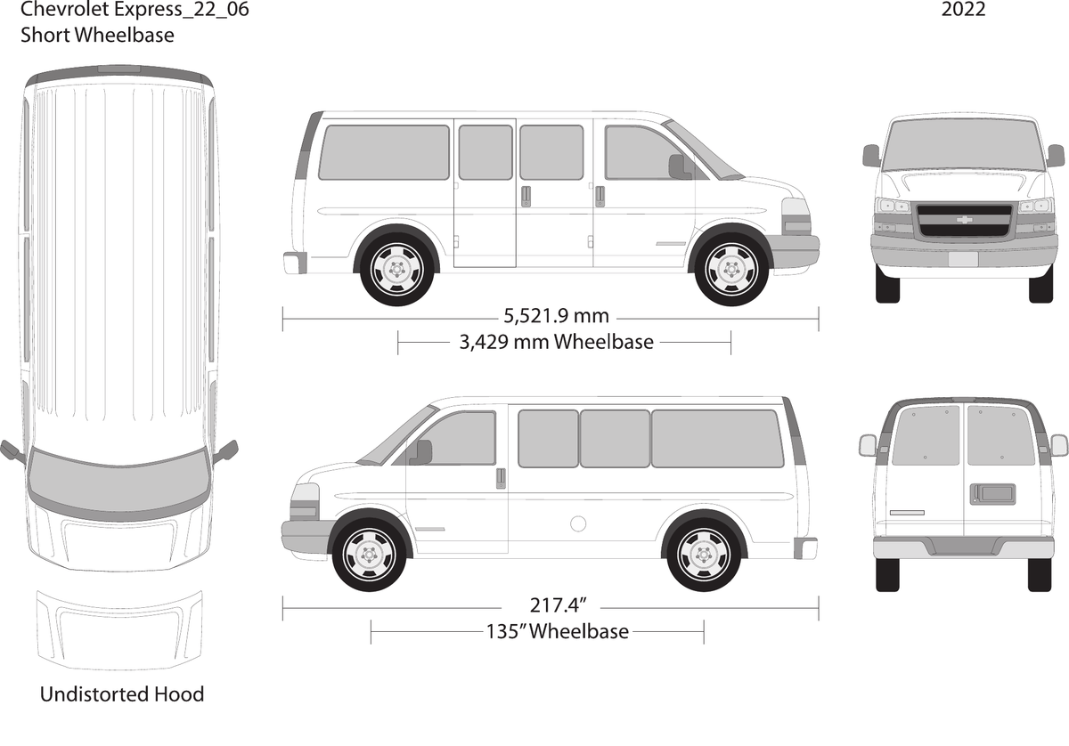 2022 Chevy Express vector wrap template V06, Design-Ready PDF - GravBase