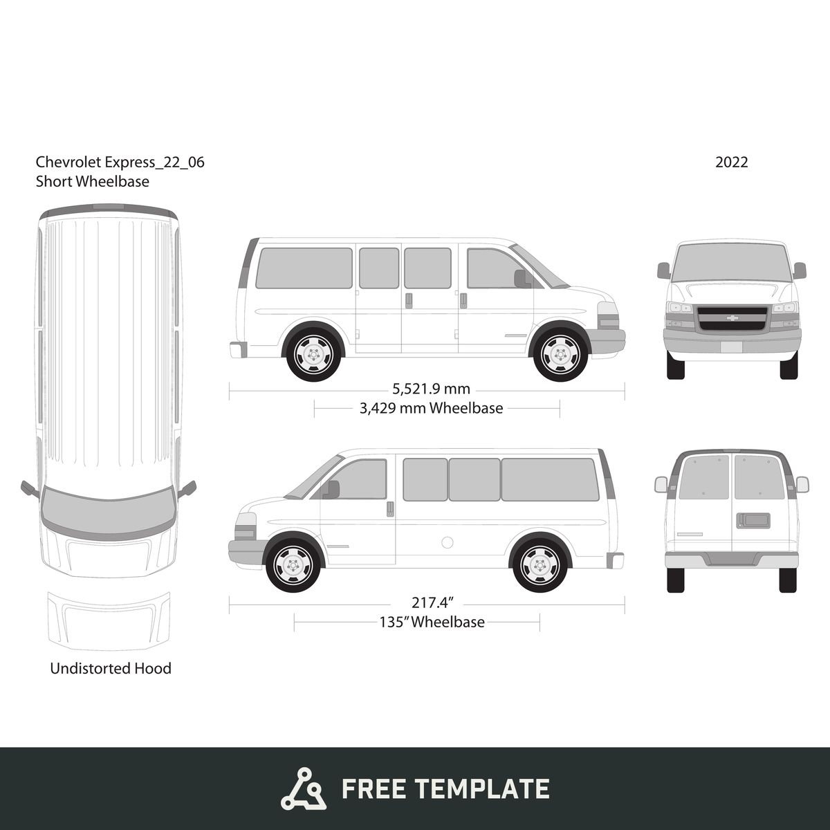 2022 Chevy Express free vector vehicle wrap template - GravBase