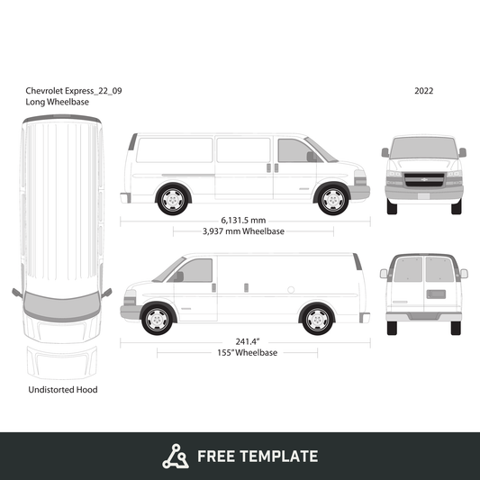 2022 Chevy Express free vector vehicle wrap template - GravBase