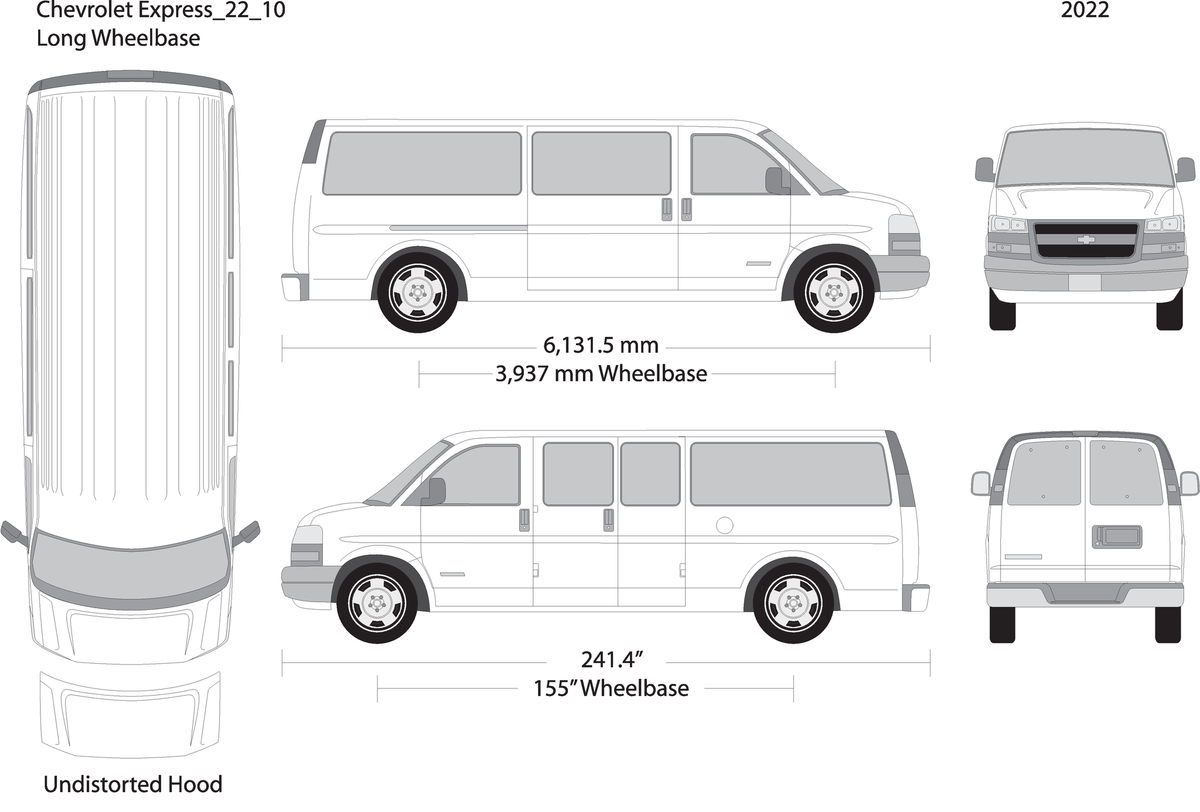 2022 Chevy Express V10 Vehicle Wrap Template