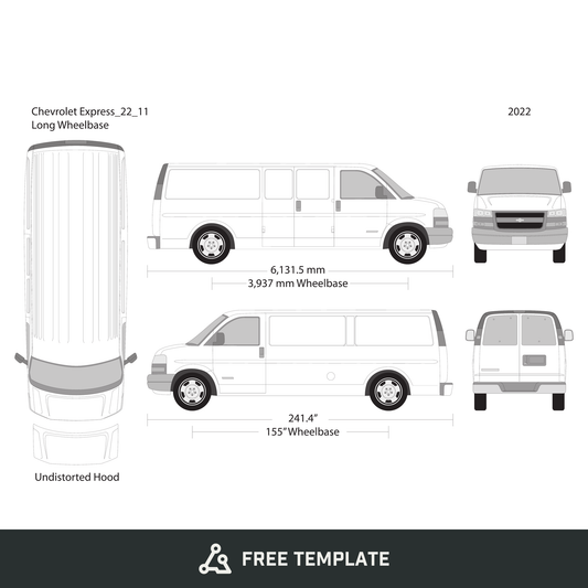 2022 Chevy Express free vector vehicle wrap template - GravBase