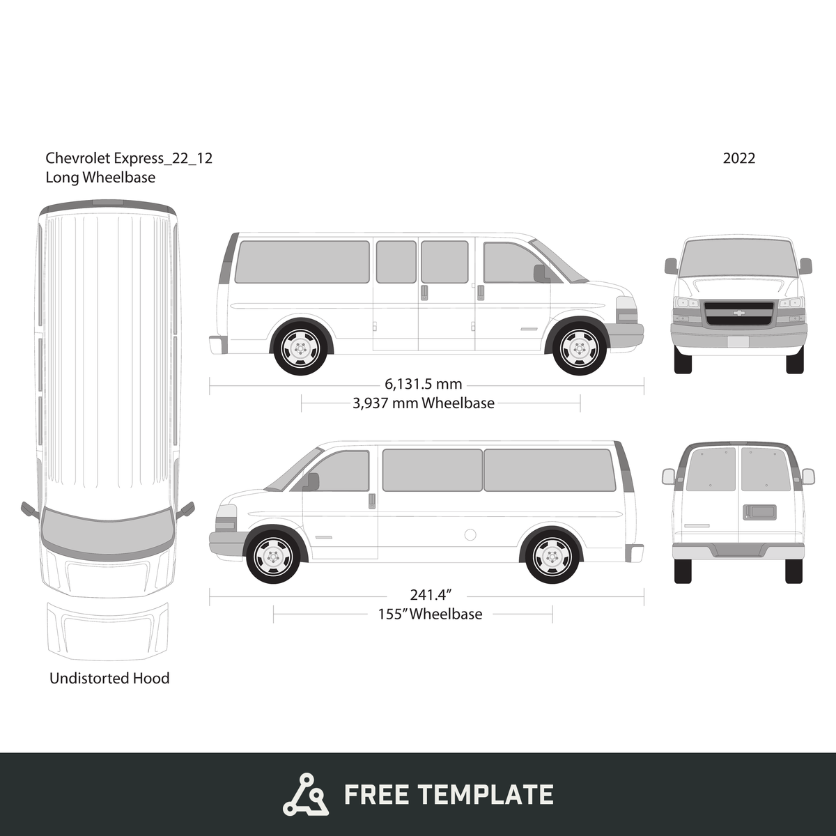 2022 Chevy Express free vector vehicle wrap template - GravBase