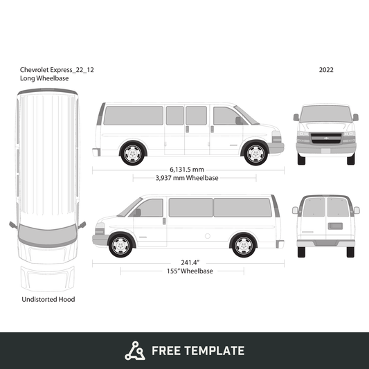 2022 Chevy Express free vector vehicle wrap template - GravBase