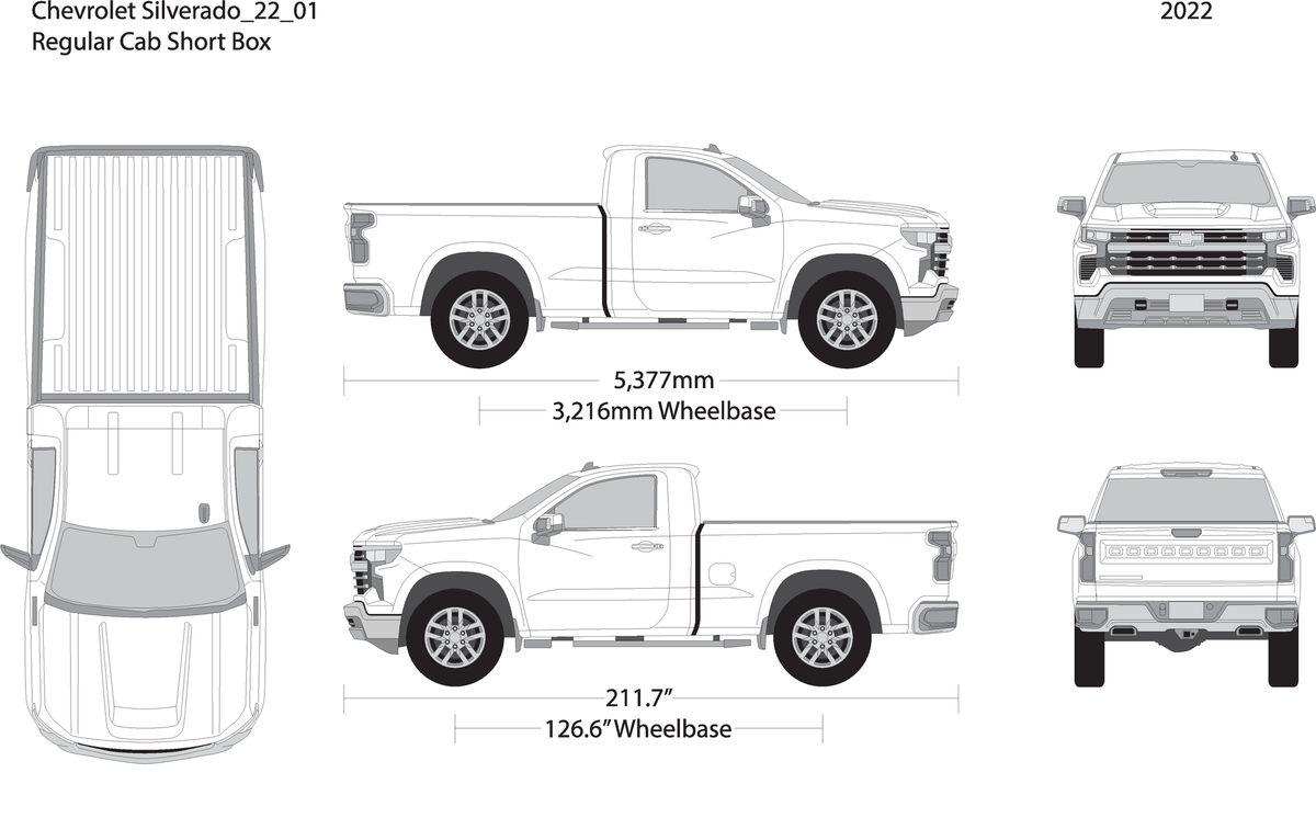 2022 Chevy Silverado 1500 V01 Vehicle Wrap Template