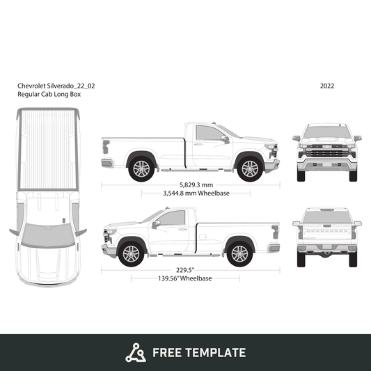 2022 Chevy Silverado 1500 free vector vehicle wrap template - GravBase