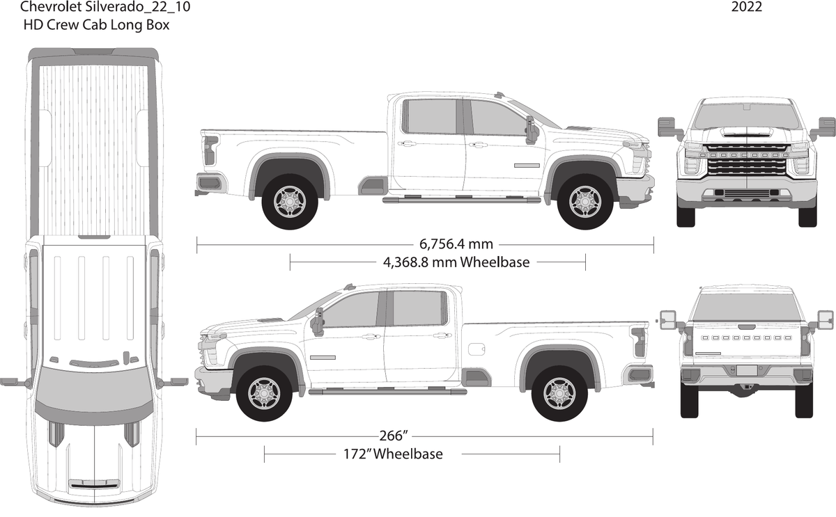 2022 Chevy Silverado 2500-3500 HD Vector Wrap Template - GravBase