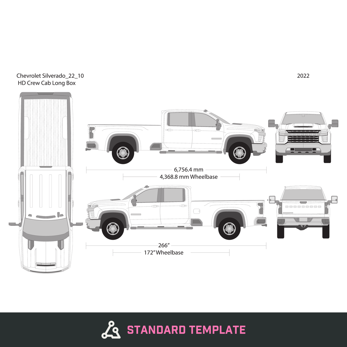 2022 Chevy Silverado 2500-3500 HD vector wrap template V10, Design-Ready PDF - GravBase