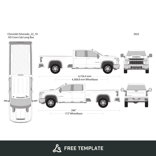 2022 Chevy Silverado 2500-3500 HD free vector vehicle wrap template - GravBase