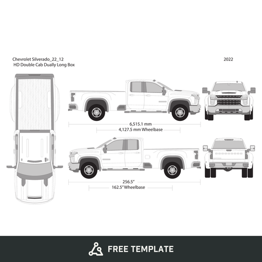 2022 Chevy Silverado 2500-3500 HD free vector vehicle wrap template - GravBase