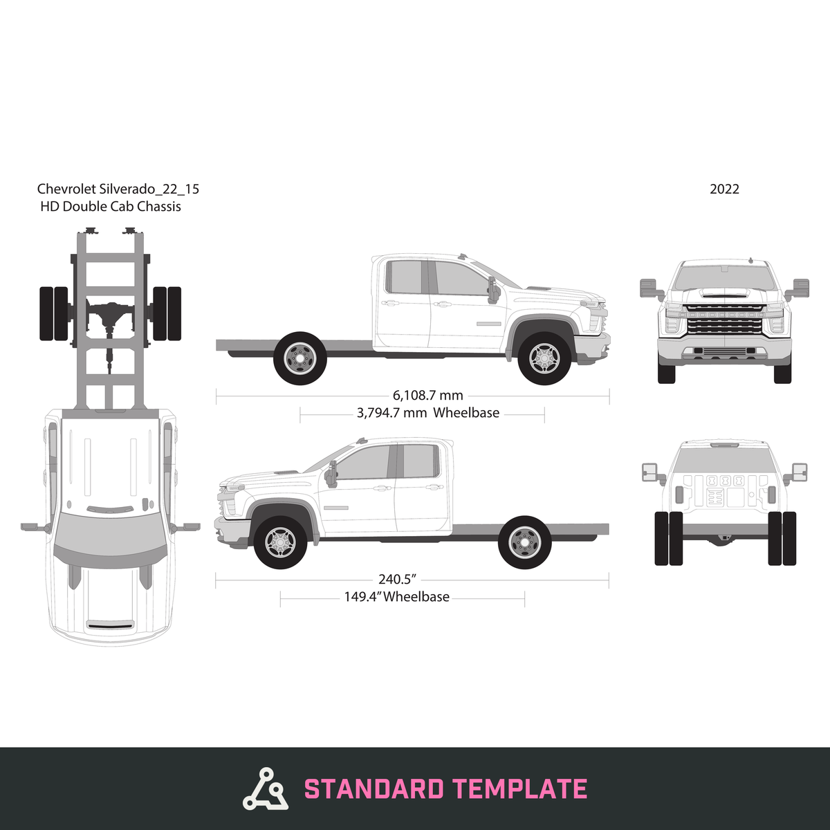 2022 Chevy Silverado 2500-3500 HD vector wrap template V15, Design-Ready PDF - GravBase