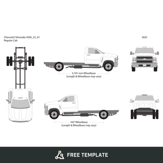 2022 Chevy Siverado 4500 free vector vehicle wrap template - GravBase