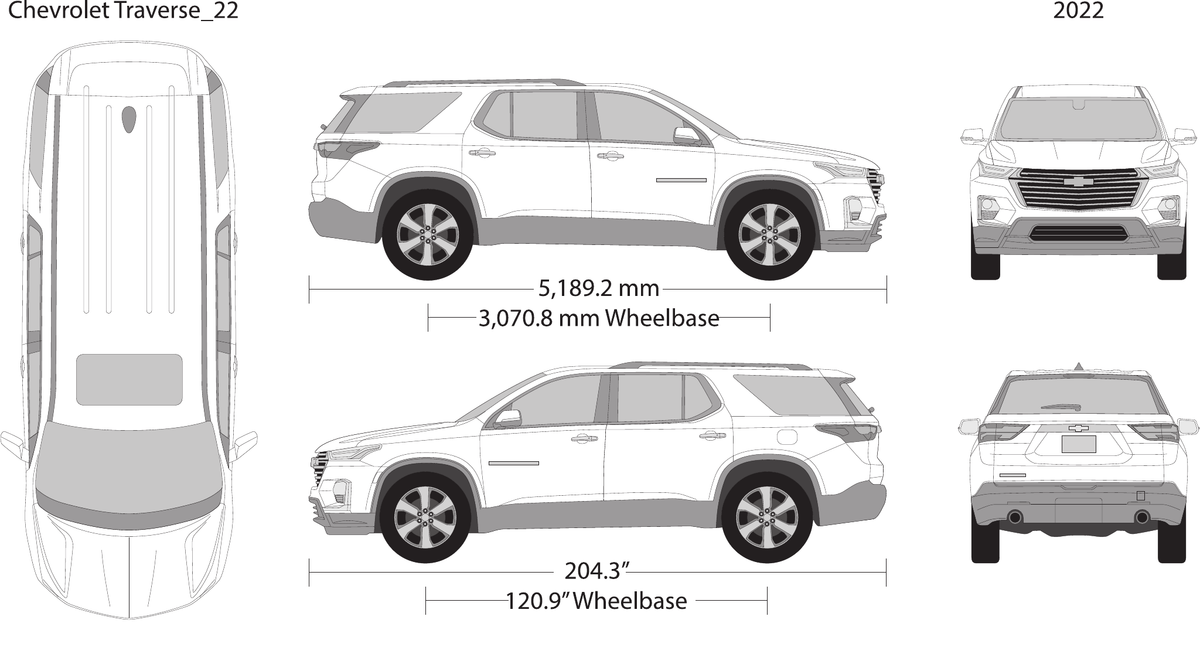 2022 Chevy Traverse vector wrap template, Design-Ready PDF - GravBase