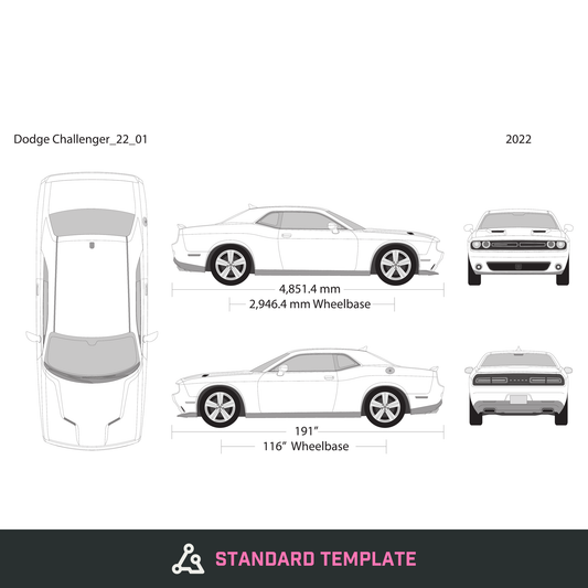 2022 Dodge Challenger vector wrap template, Design-Ready PDF - GravBase