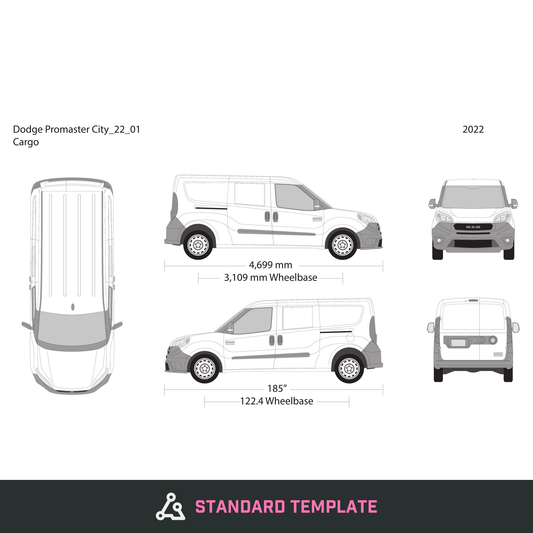 2022 Dodge Promaster City vector wrap template V01, Design-Ready PDF - GravBase