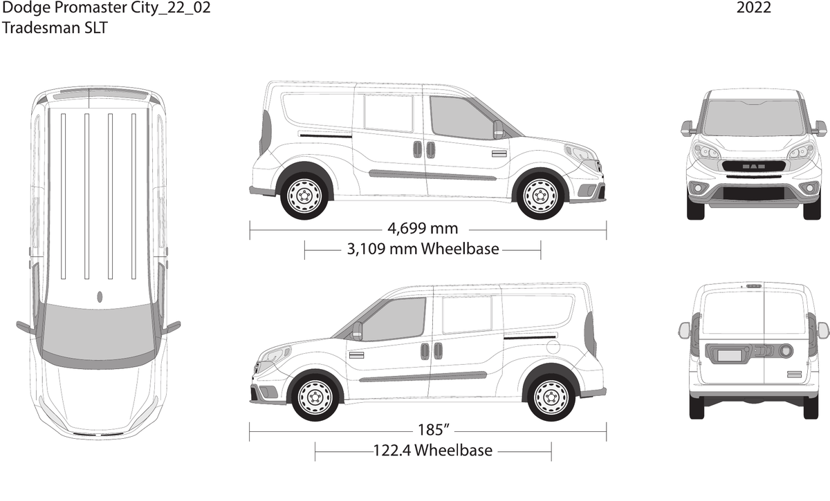 2022 Dodge Promaster City vector wrap template V02, Design-Ready PDF - GravBase