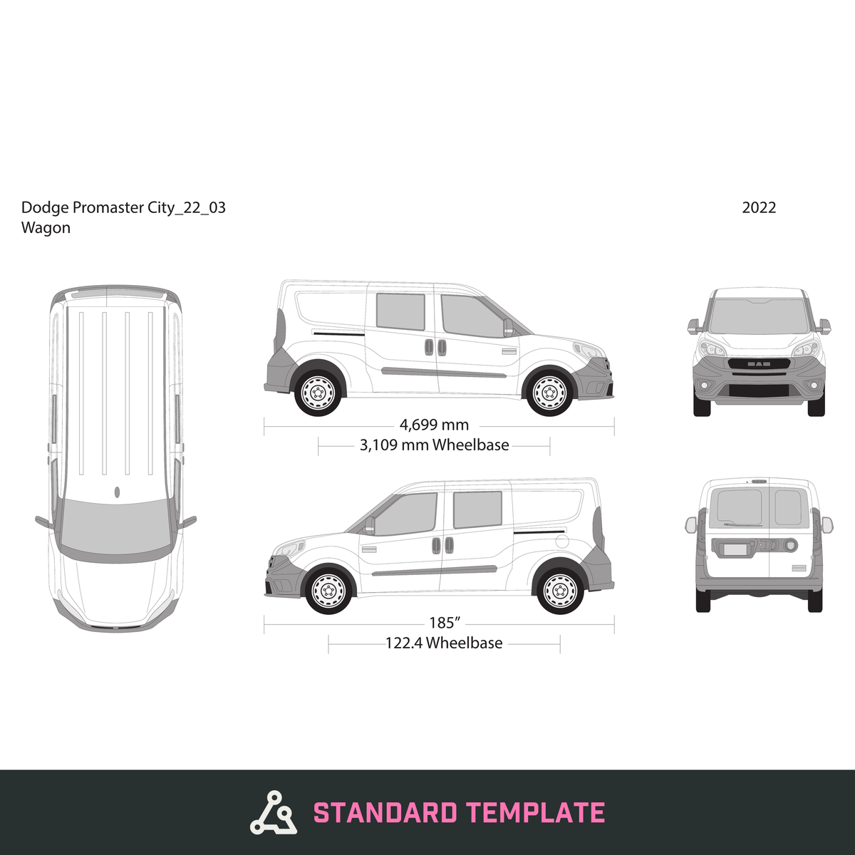 2022 Dodge Promaster City vector wrap template V03, Design-Ready PDF - GravBase