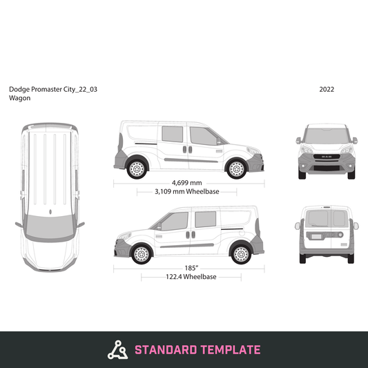 2022 Dodge Promaster City vector wrap template V03, Design-Ready PDF - GravBase