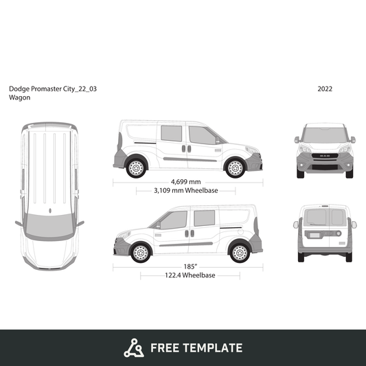 2022 Dodge Promaster City free vector vehicle wrap template - GravBase