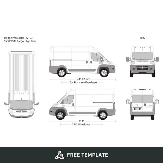 2022 Dodge Promaster free vector vehicle wrap template - GravBase