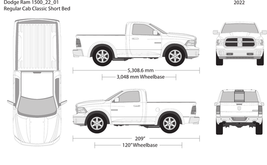 2022 Dodge Ram 1500 vector wrap template V01, Design-Ready PDF - GravBase