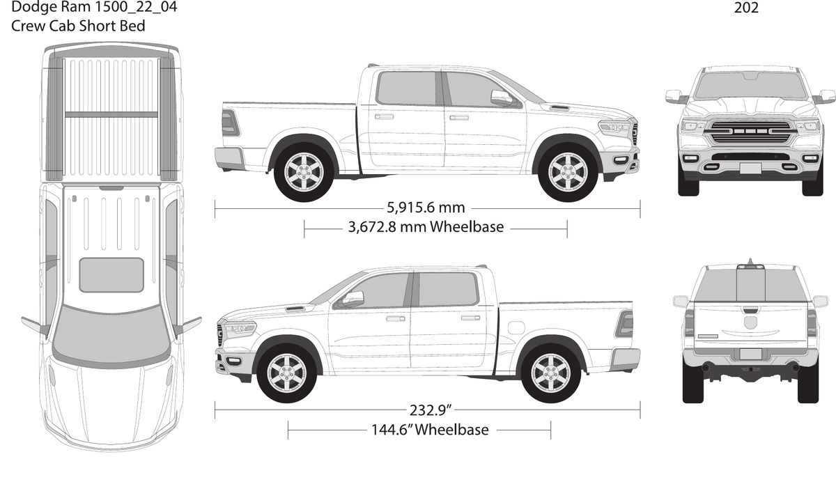 2022 Dodge Ram 1500 vector wrap template V04, Design-Ready PDF - GravBase