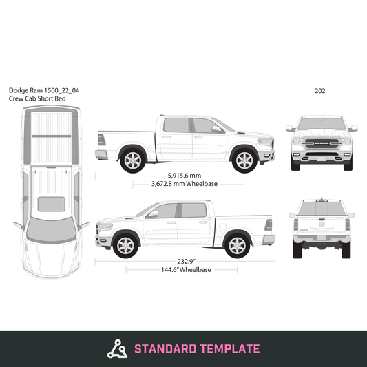 2022 Dodge Ram 1500 vector wrap template V04, Design-Ready PDF - GravBase