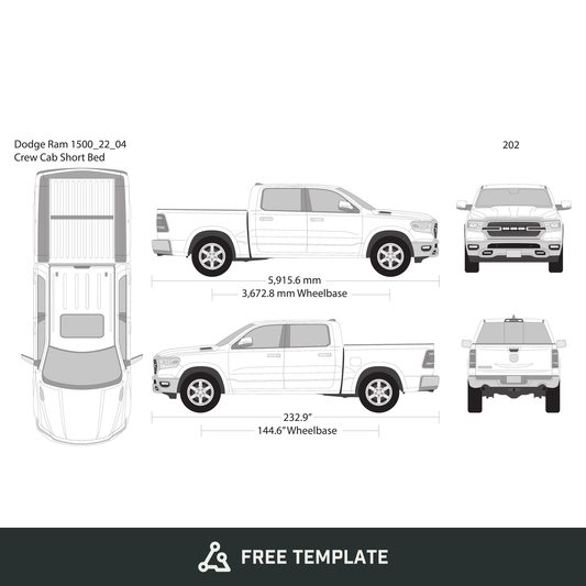 2022 Dodge Ram 1500 free vector vehicle wrap template - GravBase