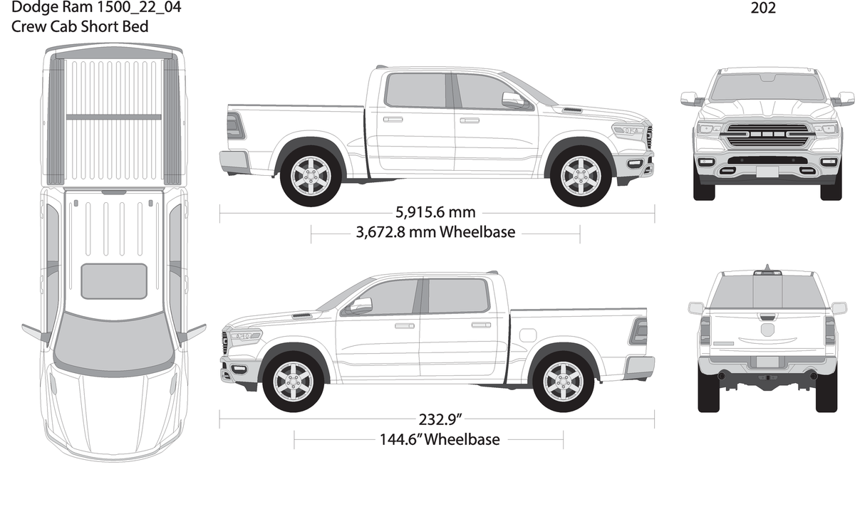 2022 Dodge Ram 1500 V04 Vehicle Wrap Template
