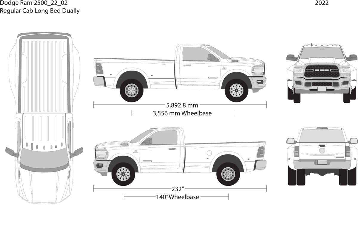 2022 Dodge Ram 2500_3500 Vector Wrap Template - GravBase