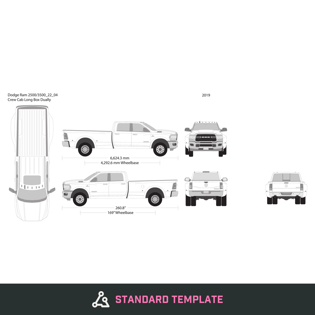 2022 Dodge Ram 2500_3500 vector wrap template V04, Design-Ready PDF - GravBase