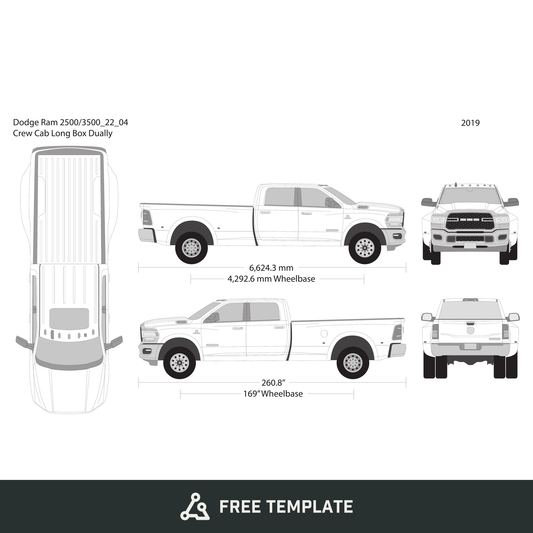 2022 Dodge Ram 2500_3500 free vector vehicle wrap template - GravBase
