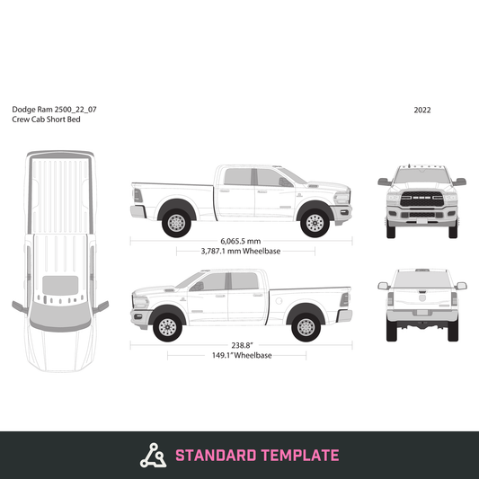 2022 Dodge Ram 2500_3500 vector wrap template V07, Design-Ready PDF - GravBase